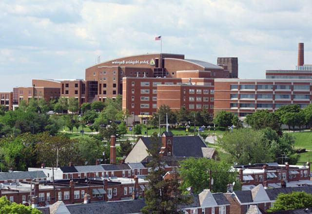 Panoramic view of Johns Hopkins Bayview Medical Center campus from nearby campus