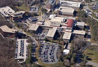 Aerial view of the campus of the Greater Baltimore Medical Center (GBMC) in Baltimore County, Maryland