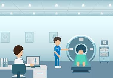 an illustration of a patient getting a scan