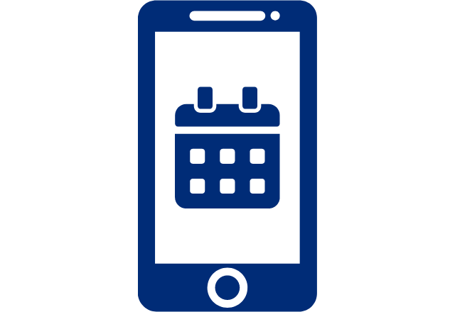 an icon of a mobile phone with a calendar symbol on the screen